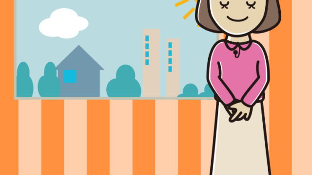 目を閉じる女性アナウンサーのイラスト【色、背景あり】PNG