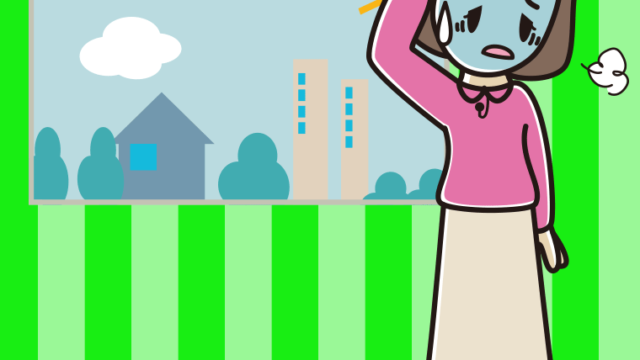 具合が悪い女性アナウンサーのイラスト【色、背景あり】PNG