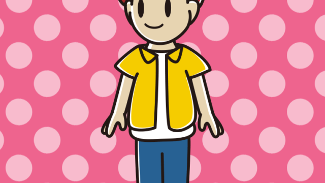 右を向く男子大学生のイラスト【色、背景あり】PNG