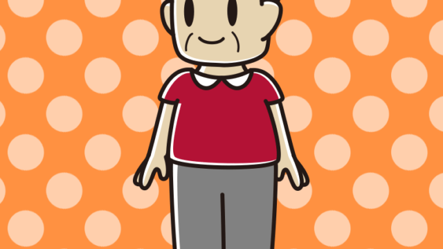 右を向くおじさんのイラスト【色、背景あり】PNG