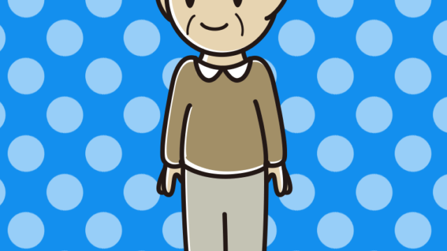 右を向くおじいさんのイラスト【色、背景あり】PNG