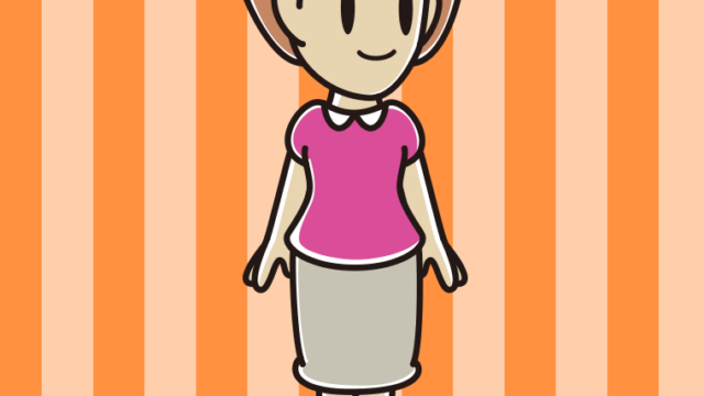 左を向く女性のイラスト【色、背景あり】PNG