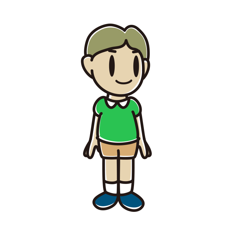 左を向く小学生男子のイラスト【色あり、背景なし】透過PNG