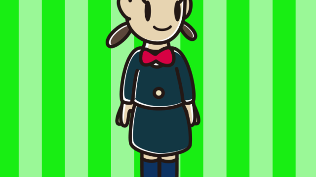 左を向く女子中学生のイラスト【色、背景あり】PNG