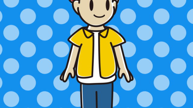 左を向く男子大学生のイラスト【色、背景あり】PNG