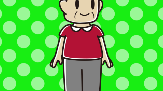 左を向くおじさんのイラスト【色、背景あり】PNG