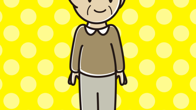 左を向くおじいさんのイラスト【色、背景あり】PNG