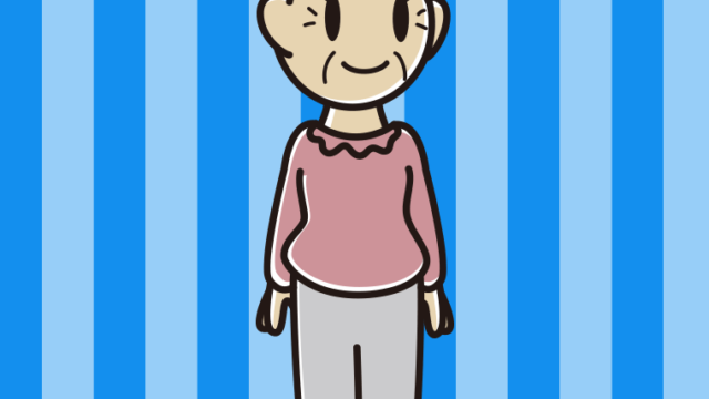 左を向くおばあさんのイラスト【色、背景あり】PNG