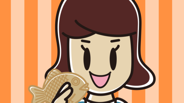 たい焼きを食べる女子高校生のイラスト【色、背景あり】PNG