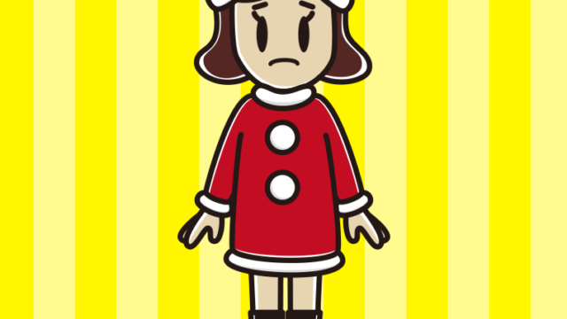 困るサンタ姿の女子高校生のイラスト【色、背景あり】PNG
