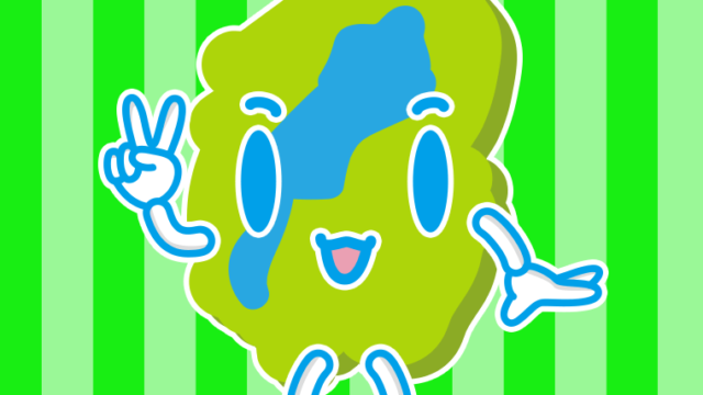 ピースをする滋賀ちゃんのイラスト【色、背景あり】PNG