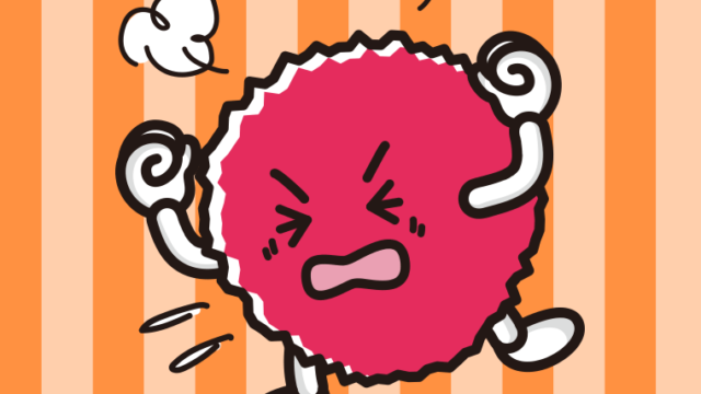 カンカンに怒るライチちゃんのイラスト【色、背景あり】PNG