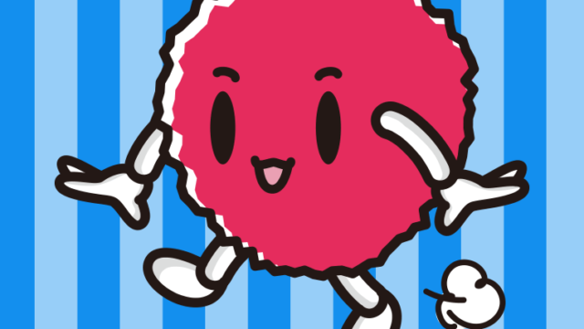 歩くライチちゃんのイラスト【色、背景あり】PNG