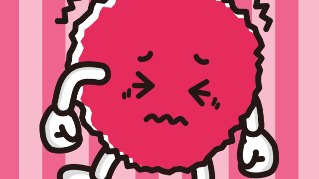 ブルブル震えるライチちゃんのイラスト【色、背景あり】PNG