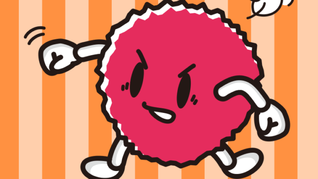 パンチするライチちゃんのイラスト【色、背景あり】PNG