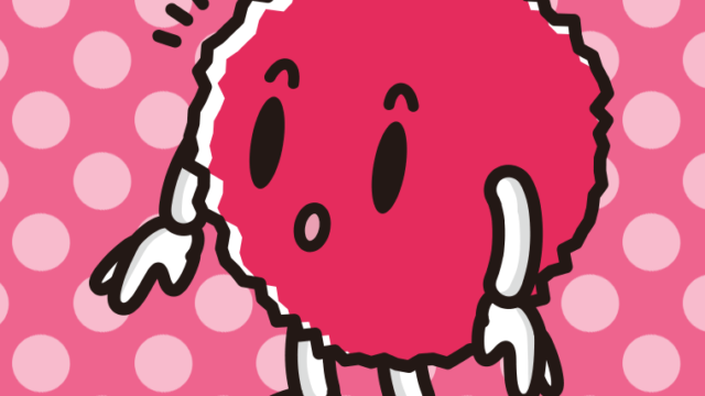 何かに気付くライチちゃんのイラスト【色、背景あり】PNG