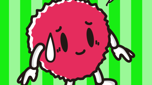 苦笑いするライチちゃんのイラスト【色、背景あり】PNG