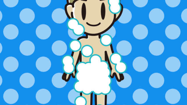 泡だらけの小学生男子のイラスト【色、背景あり】PNG