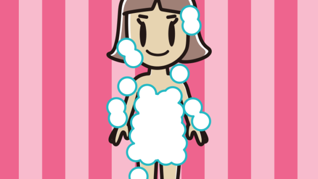 泡だらけの小学生女子のイラスト【色、背景あり】PNG