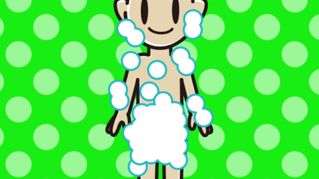 泡だらけの男子中学生のイラスト【色、背景あり】PNG