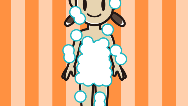 泡だらけの女子中学生のイラスト【色、背景あり】PNG