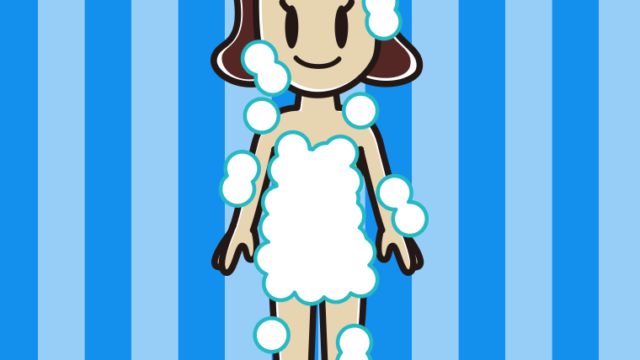 泡だらけの女子高校生のイラスト【色、背景あり】PNG