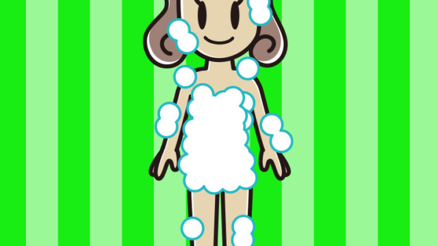 泡だらけの女子大学生のイラスト【色、背景あり】PNG