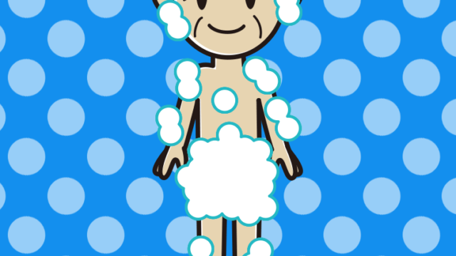 泡だらけのおじいさんのイラスト【色、背景あり】PNG