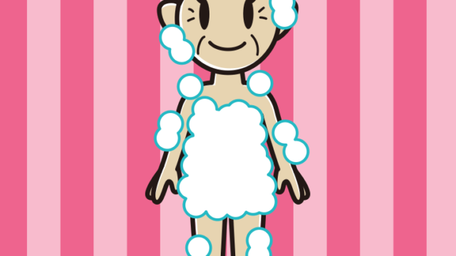 泡だらけのおばあさんのイラスト【色、背景あり】PNG