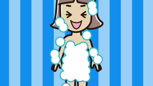 笑う泡だらけの小学生女子のイラスト【色、背景あり】PNG