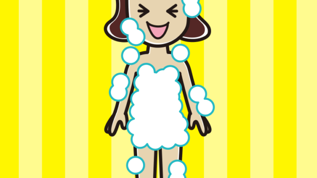 笑う泡だらけの女子高校生のイラスト【色、背景あり】PNG