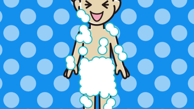 笑う泡だらけの男子大学生のイラスト【色、背景あり】PNG