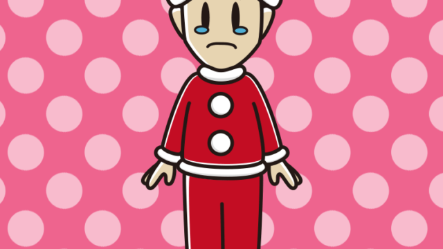 泣くサンタ姿の男性のイラスト【色、背景あり】PNG