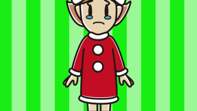 泣くサンタ姿の女性のイラスト【色、背景あり】PNG