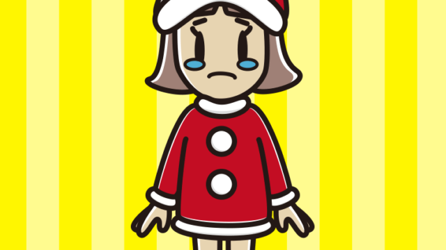 泣くサンタ姿の小学生女子のイラスト【色、背景あり】PNG