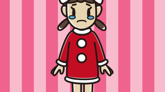 泣くサンタ姿の女子中学生のイラスト【色、背景あり】PNG