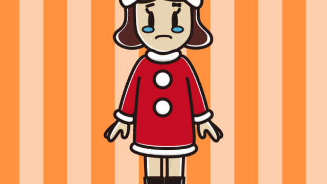 泣くサンタ姿の女子高校生のイラスト【色、背景あり】PNG