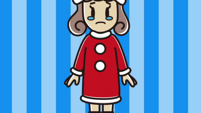 泣くサンタ姿の女子大学生のイラスト【色、背景あり】PNG