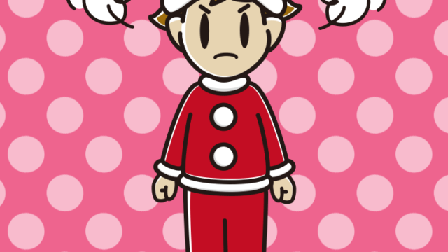 怒るサンタ姿の男子高校生のイラスト【色、背景あり】PNG