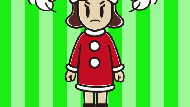 怒るサンタ姿の女子高校生のイラスト【色、背景あり】PNG