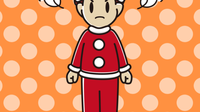 怒るサンタ姿の男子大学生のイラスト【色、背景あり】PNG