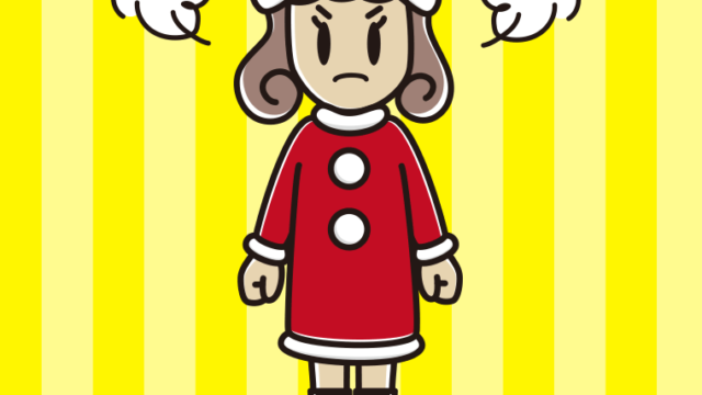 怒るサンタ姿の女子大学生のイラスト【色、背景あり】PNG