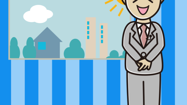 笑う男性アナウンサーのイラスト【色、背景あり】PNG