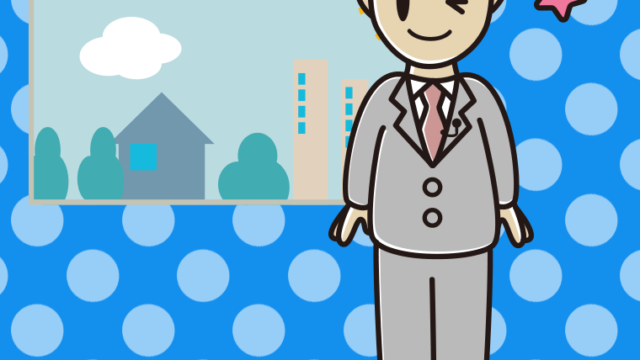 ウインクする男性アナウンサーのイラスト【色、背景あり】PNG