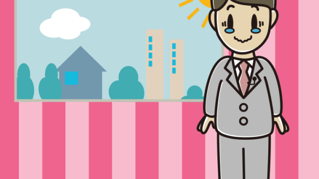 ジーンとする男性アナウンサーのイラスト【色、背景あり】PNG