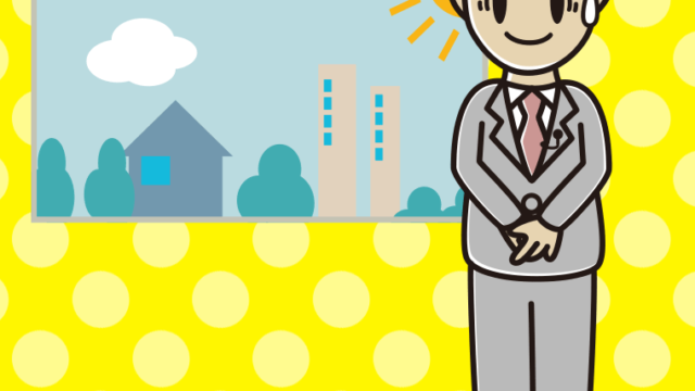 苦笑いする男性アナウンサーのイラスト【色、背景あり】PNG