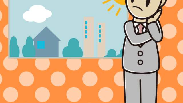 考える男性アナウンサーのイラスト【色、背景あり】PNG