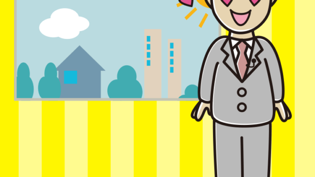 目がハートの男性アナウンサーのイラスト【色、背景あり】PNG