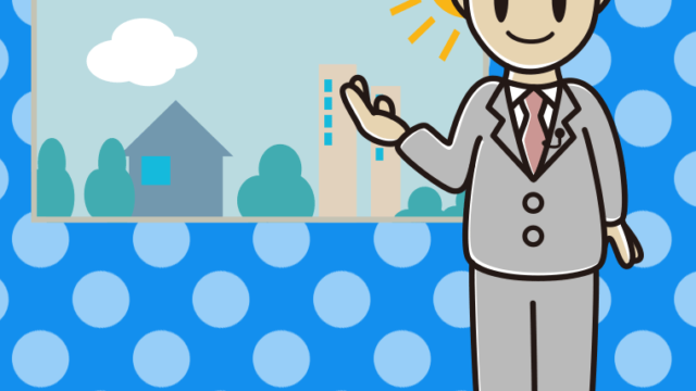 案内する男性アナウンサーのイラスト【色、背景あり】PNG