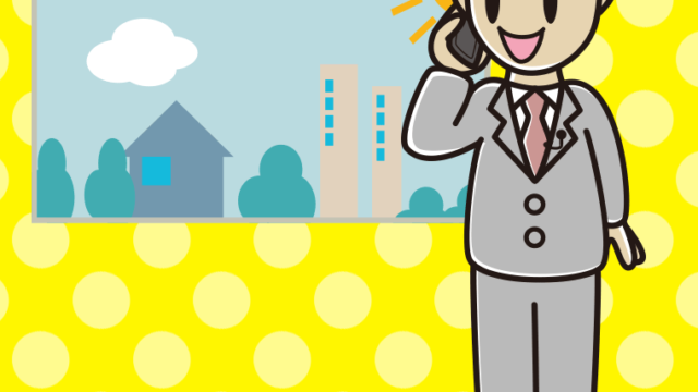 スマホで電話する男性アナウンサーのイラスト【色、背景あり】PNG